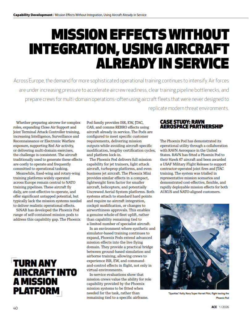 SiNAB Featured in ACE Magazine: Turn Any Aircraft into a Mission Platform &raquo;